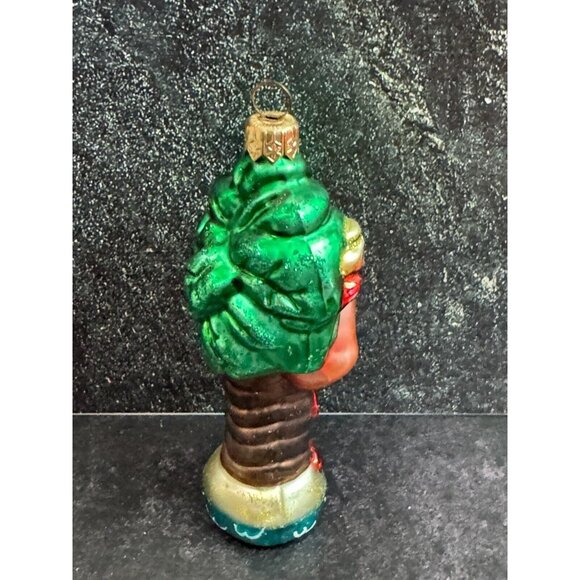 2000 Flamingo Palm Tree Blown Glass Christmas Ornament Hand Signed LC - Picture 3 of 5